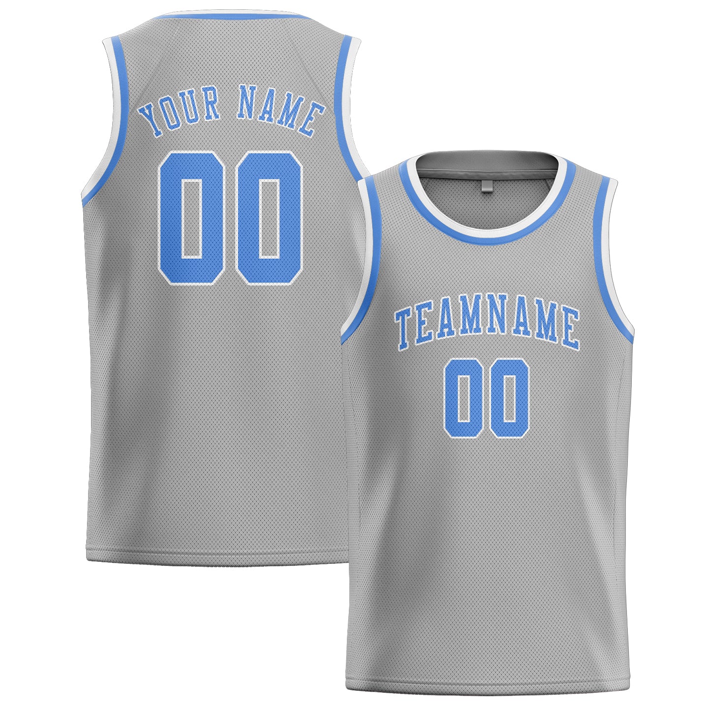 Maillot de basketball personnalisé gris et bleu clair