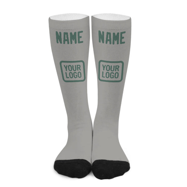 Chaussettes hautes personnalisées grises, bleues et vertes