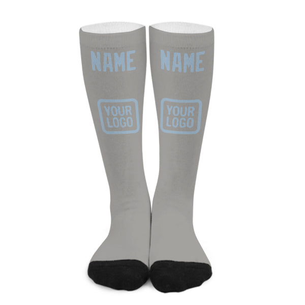 Chaussettes hautes personnalisées grises et bleu clair