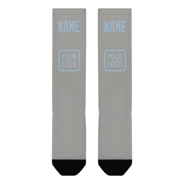 Chaussettes hautes personnalisées grises et bleu clair