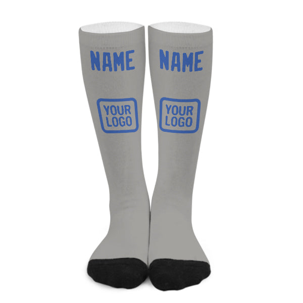 Chaussettes hautes personnalisées grises et bleu ciel