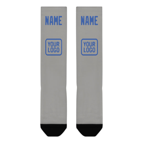 Chaussettes hautes personnalisées grises et bleu ciel