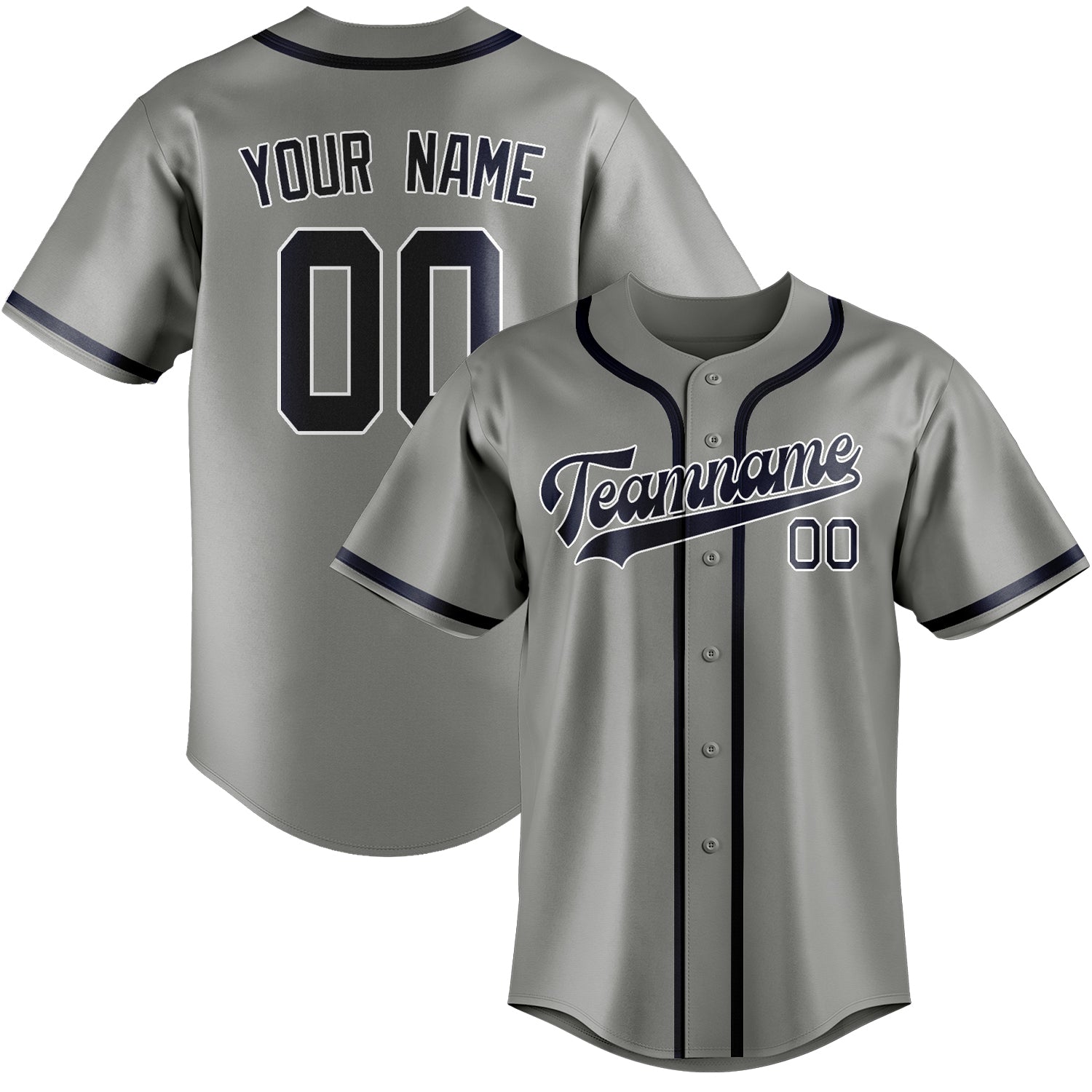 Maillot de baseball personnalisé gris marine