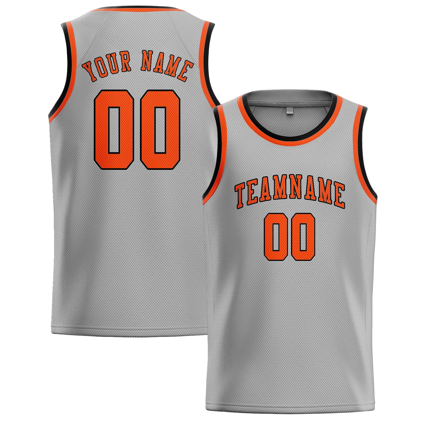 Maillot de basketball personnalisé gris, orange et rouge