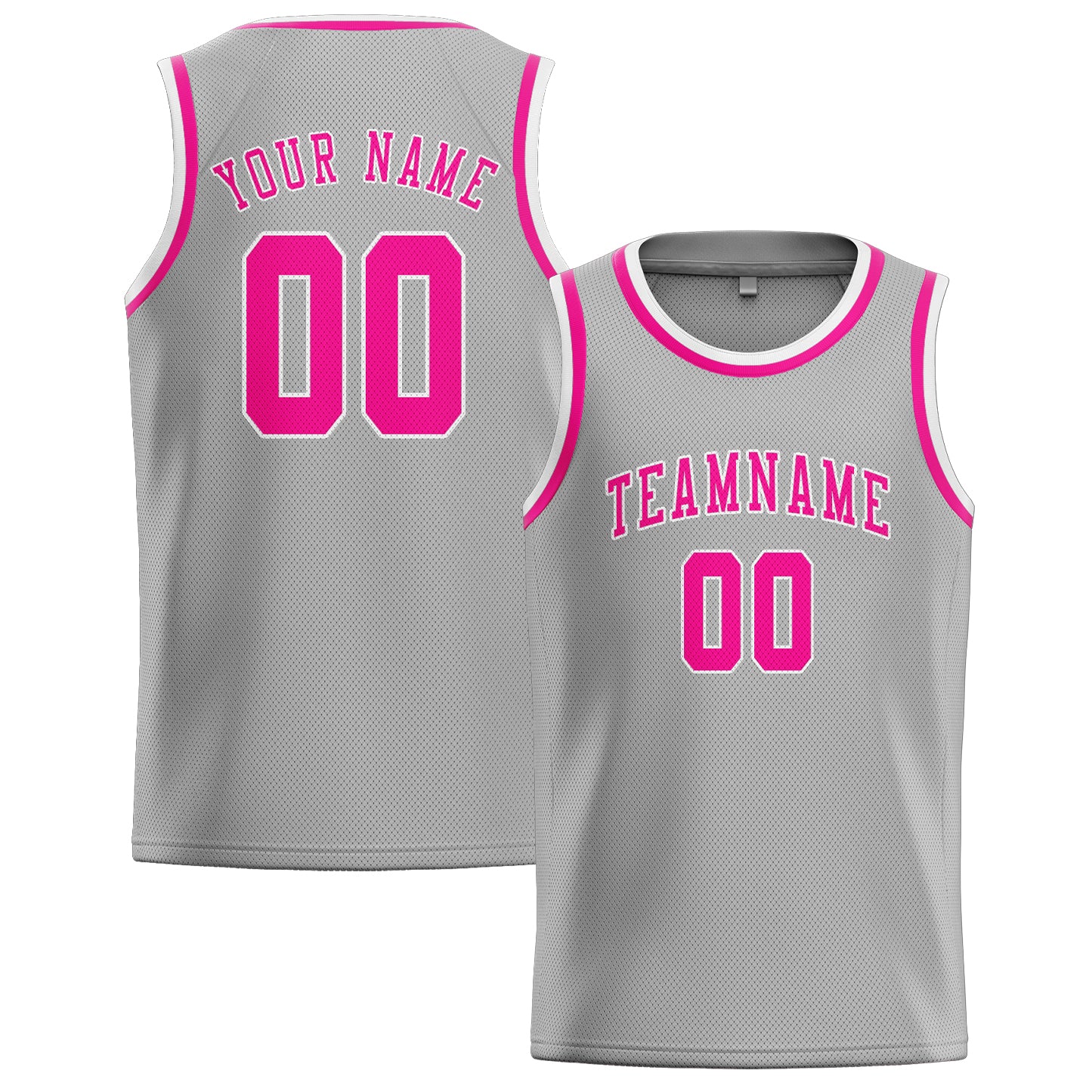 Maillot de basketball personnalisé gris et rose