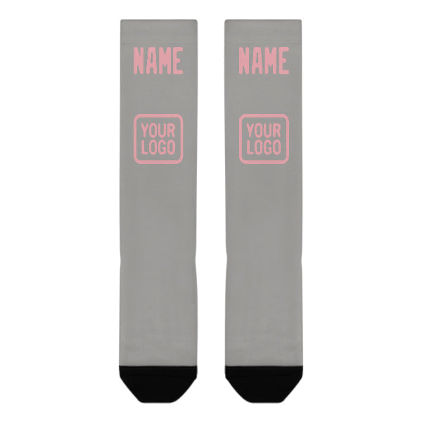 Chaussettes hautes personnalisées grises et rose clair