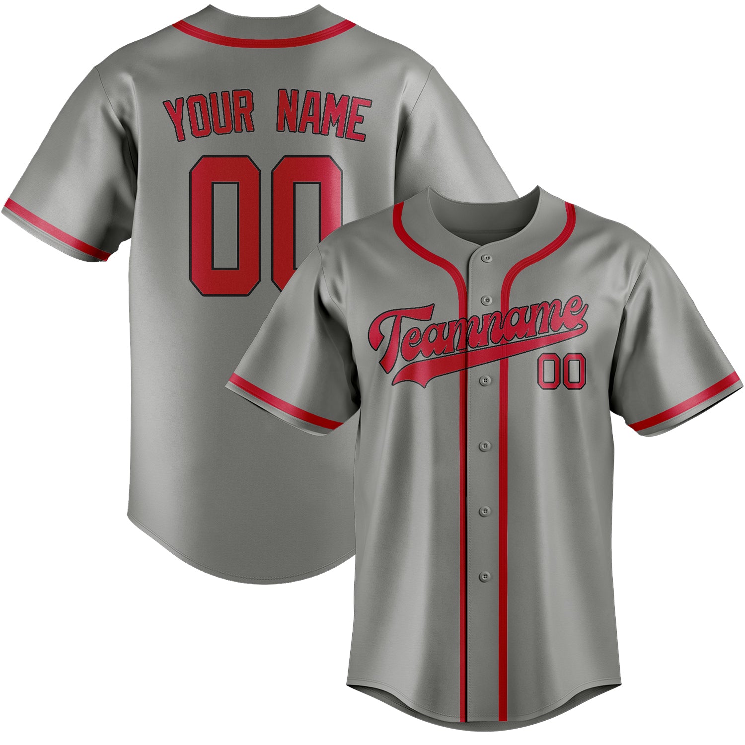 Maillot de baseball personnalisé gris et rouge