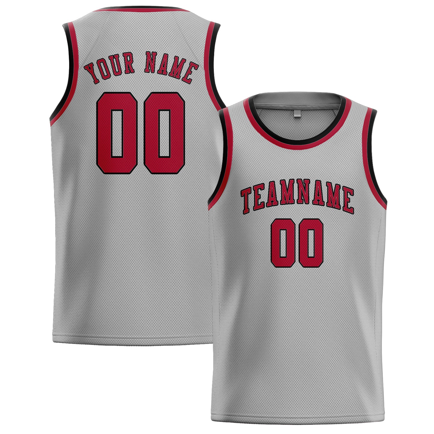 Maillot de basketball personnalisé gris et rouge