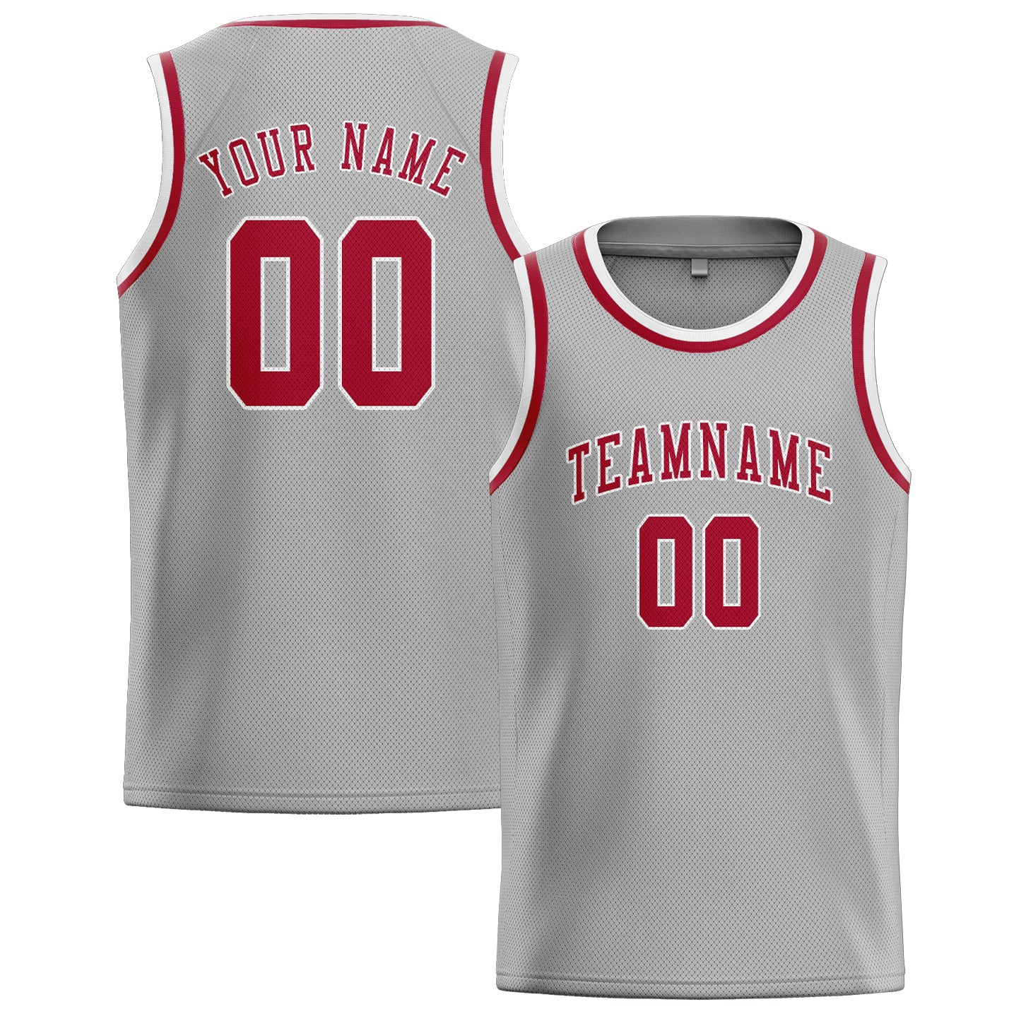 Maillot de basketball personnalisé gris et rouge
