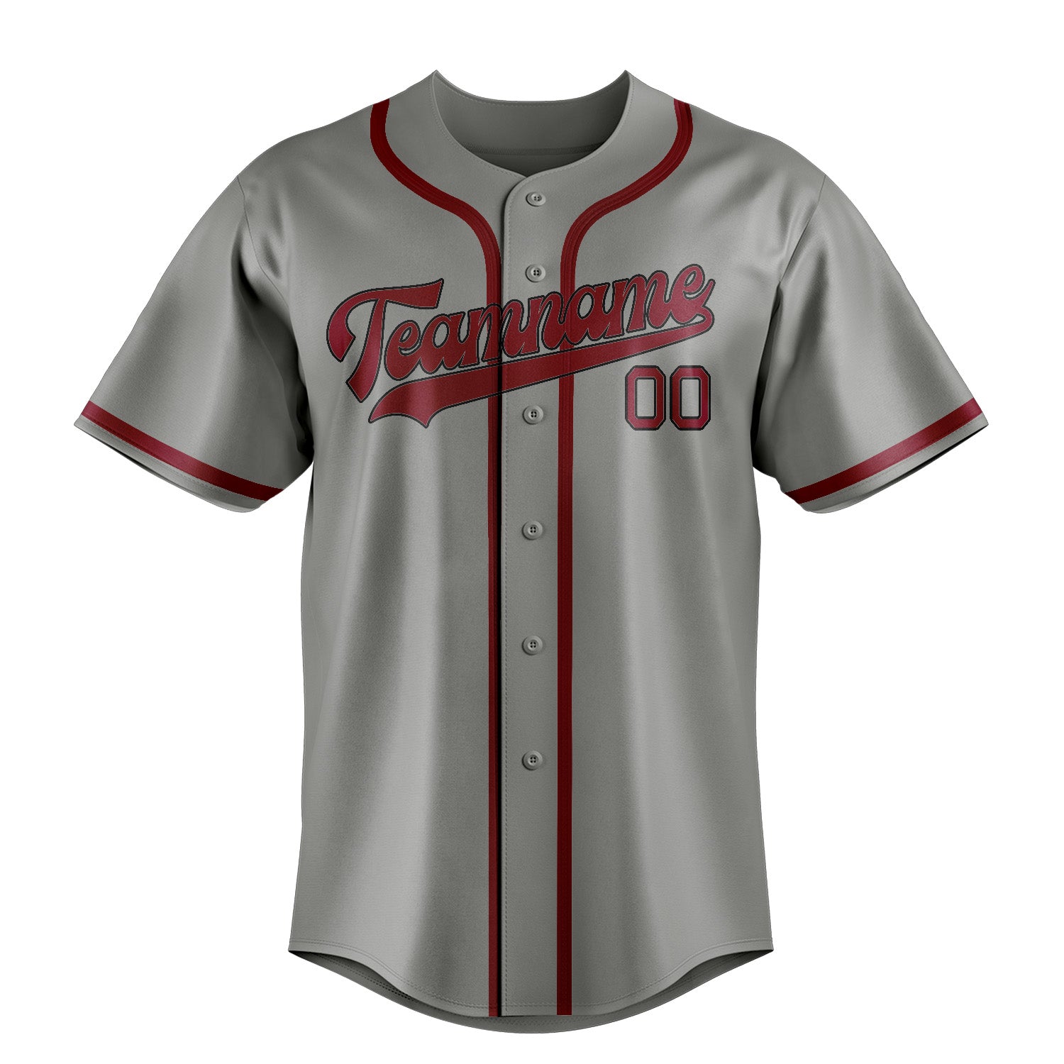 Maillot de baseball personnalisé gris cramoisi rouge