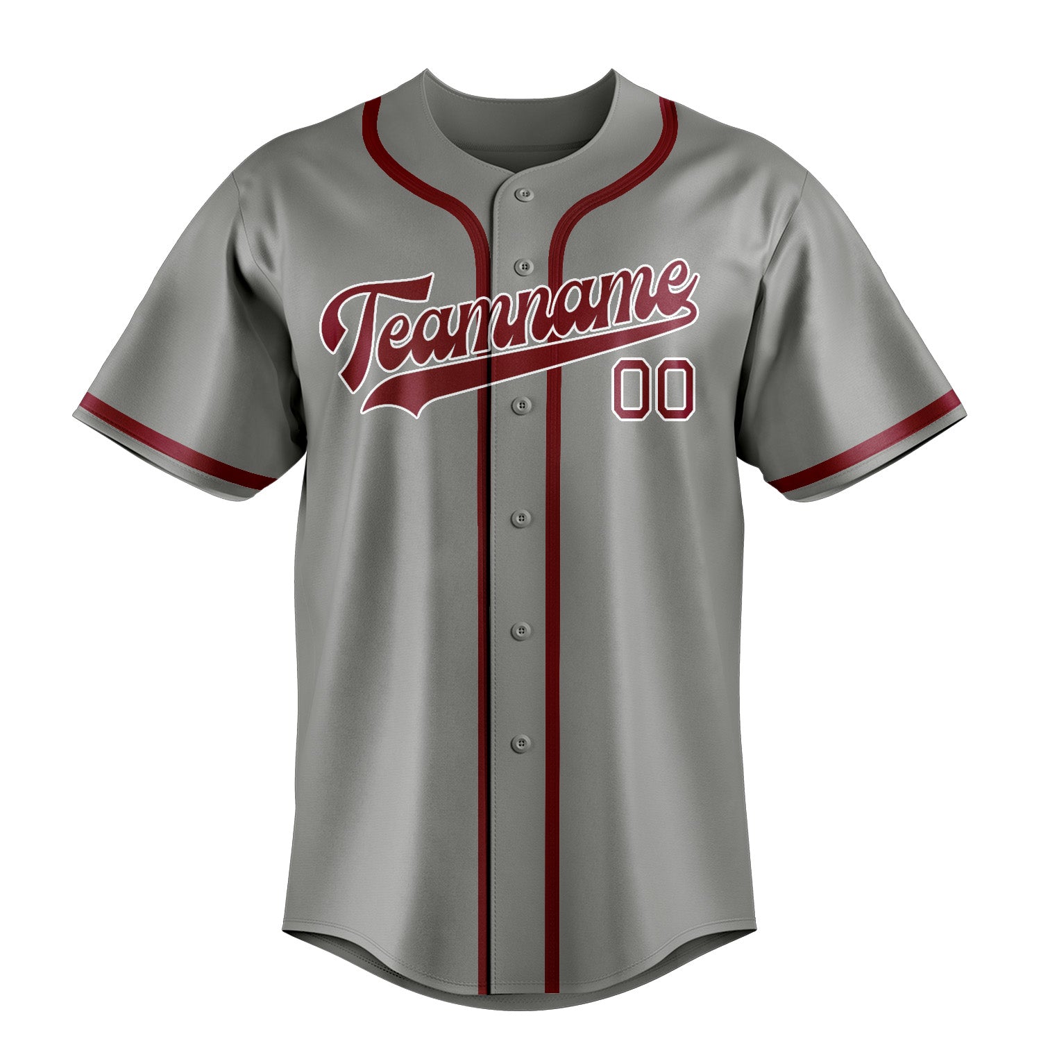 Maillot de baseball personnalisé gris cramoisi rouge