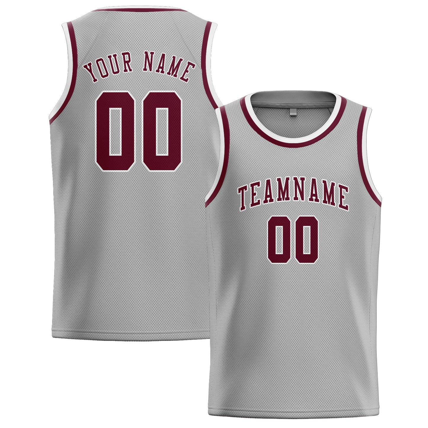 Maillot de basketball personnalisé gris cramoisi rouge