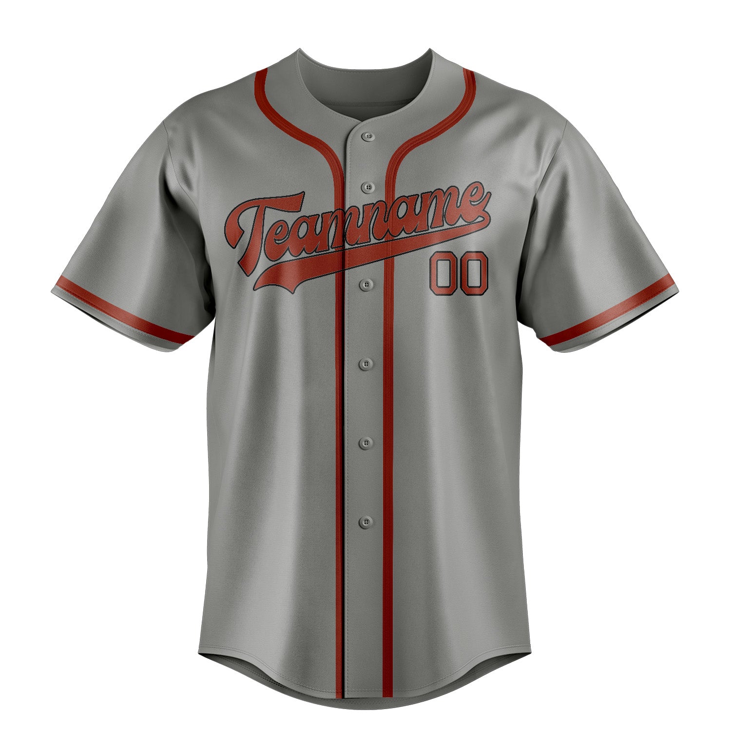Maillot de baseball personnalisé gris corail et rouge
