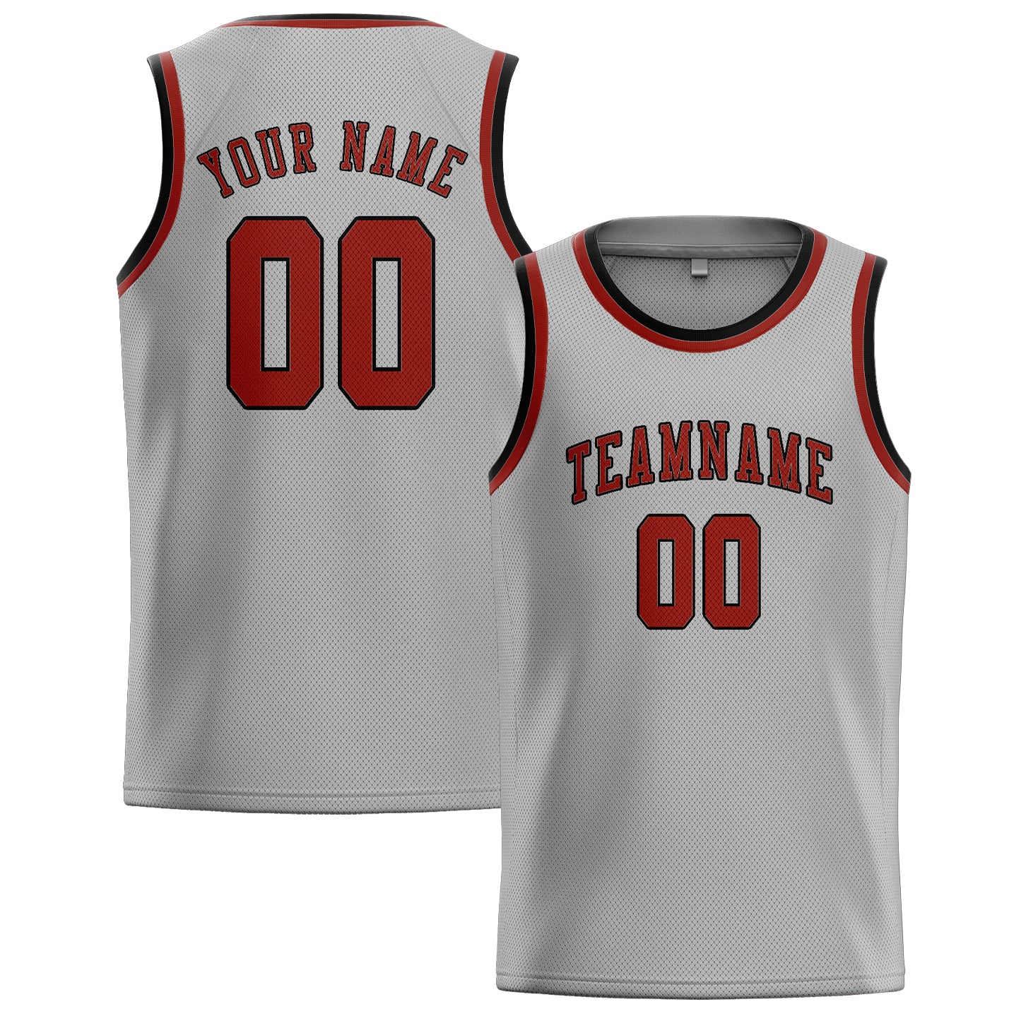 Maillot de basketball personnalisé gris corail et rouge
