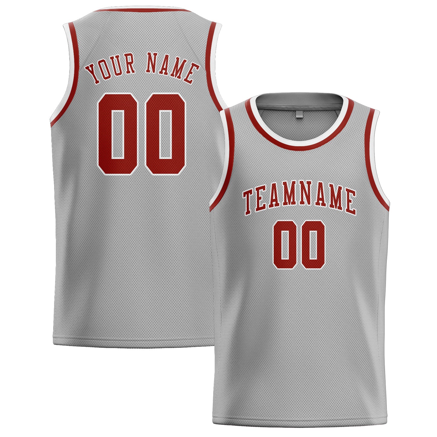 Maillot de basketball personnalisé gris corail et rouge