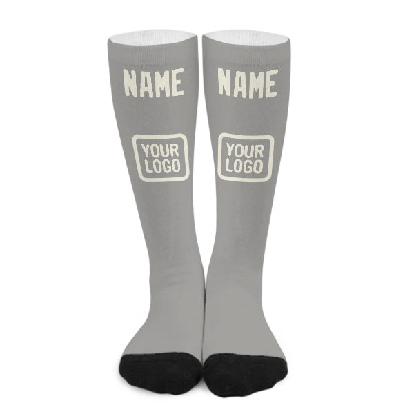 Chaussettes hautes personnalisées grises et crème