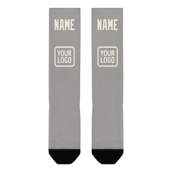 Chaussettes hautes personnalisées grises et crème