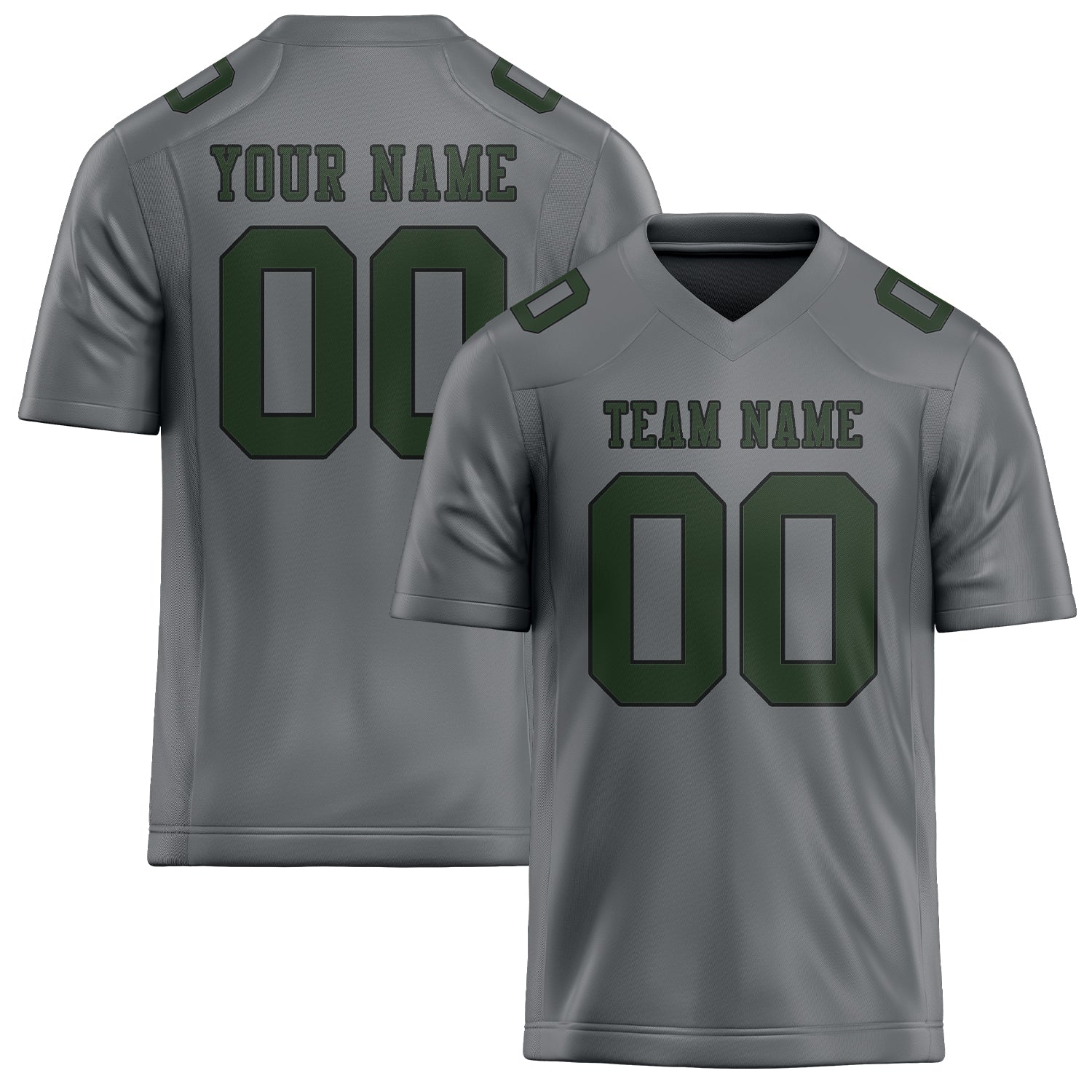 Maillot de football personnalisé gris et vert foncé