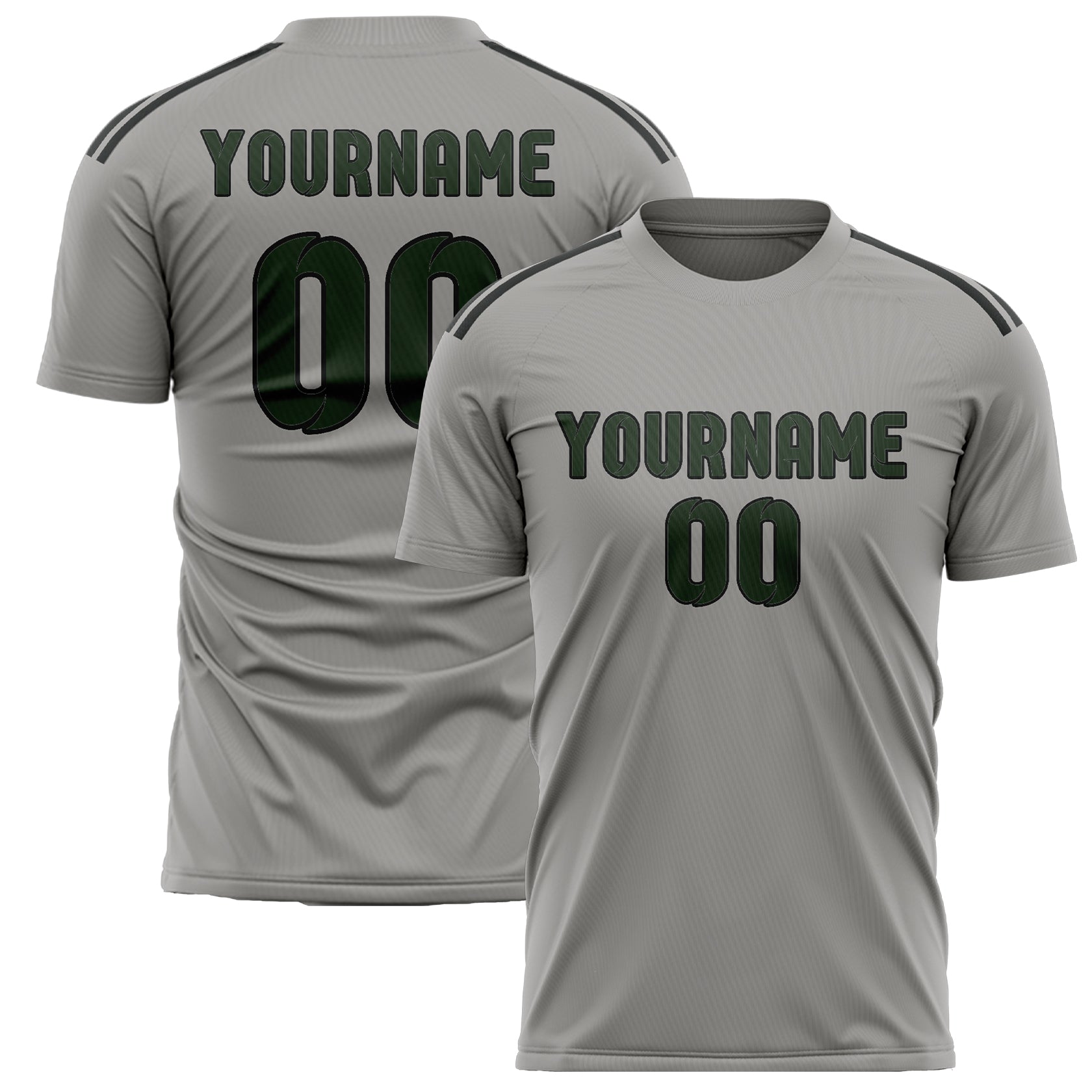 Maillot de football personnalisé gris et vert foncé