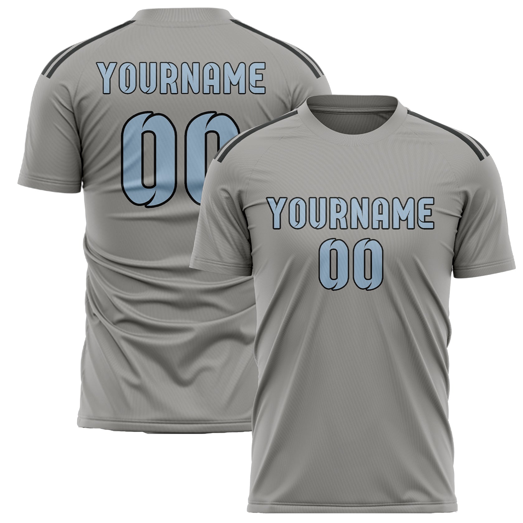 Maillot de football personnalisé gris et bleu clair