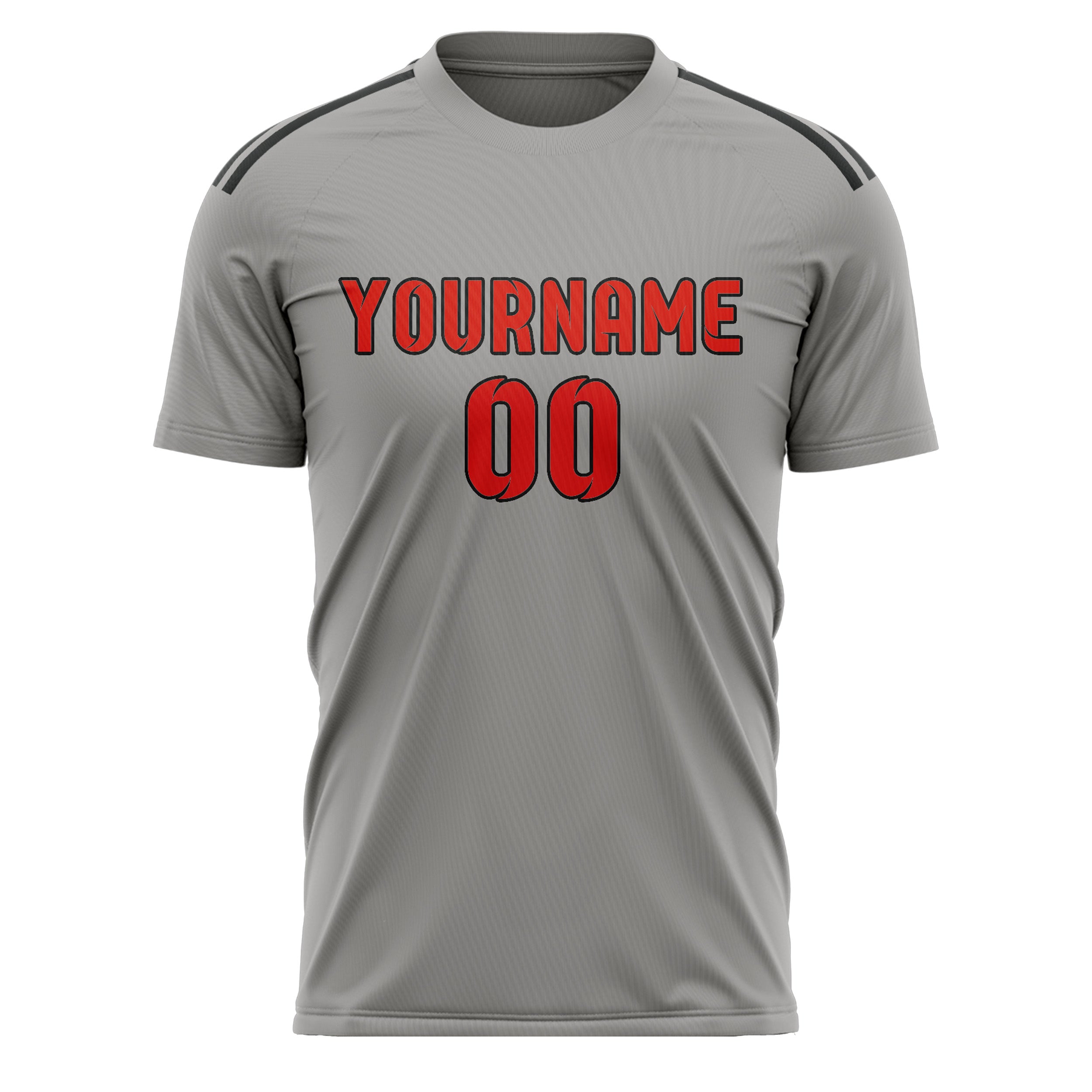 Maillot de football personnalisé gris, orange et rouge
