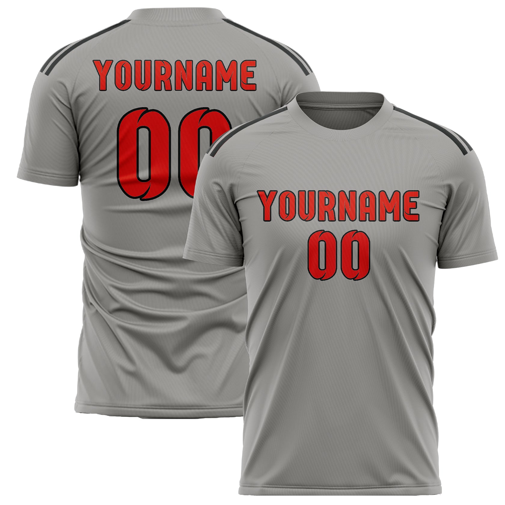 Maillot de football personnalisé gris, orange et rouge