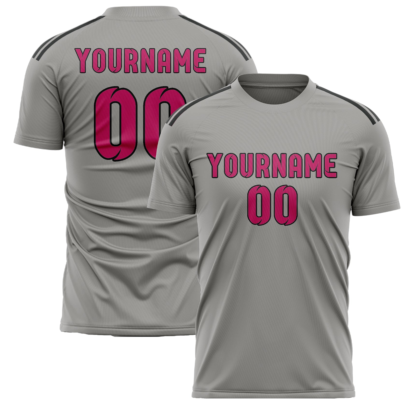 Maillot de football personnalisé gris et rose
