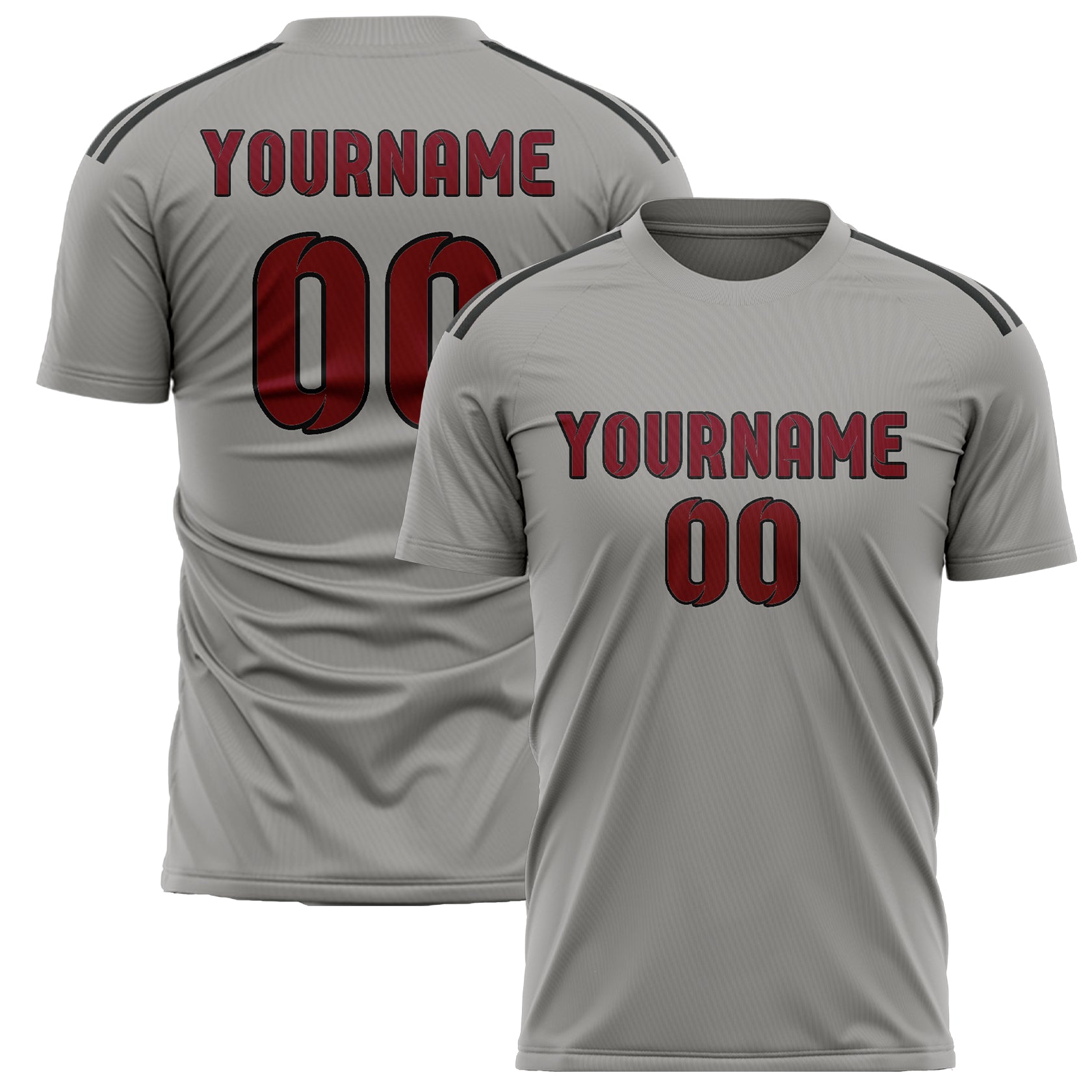 Maillot de football personnalisé gris cramoisi rouge