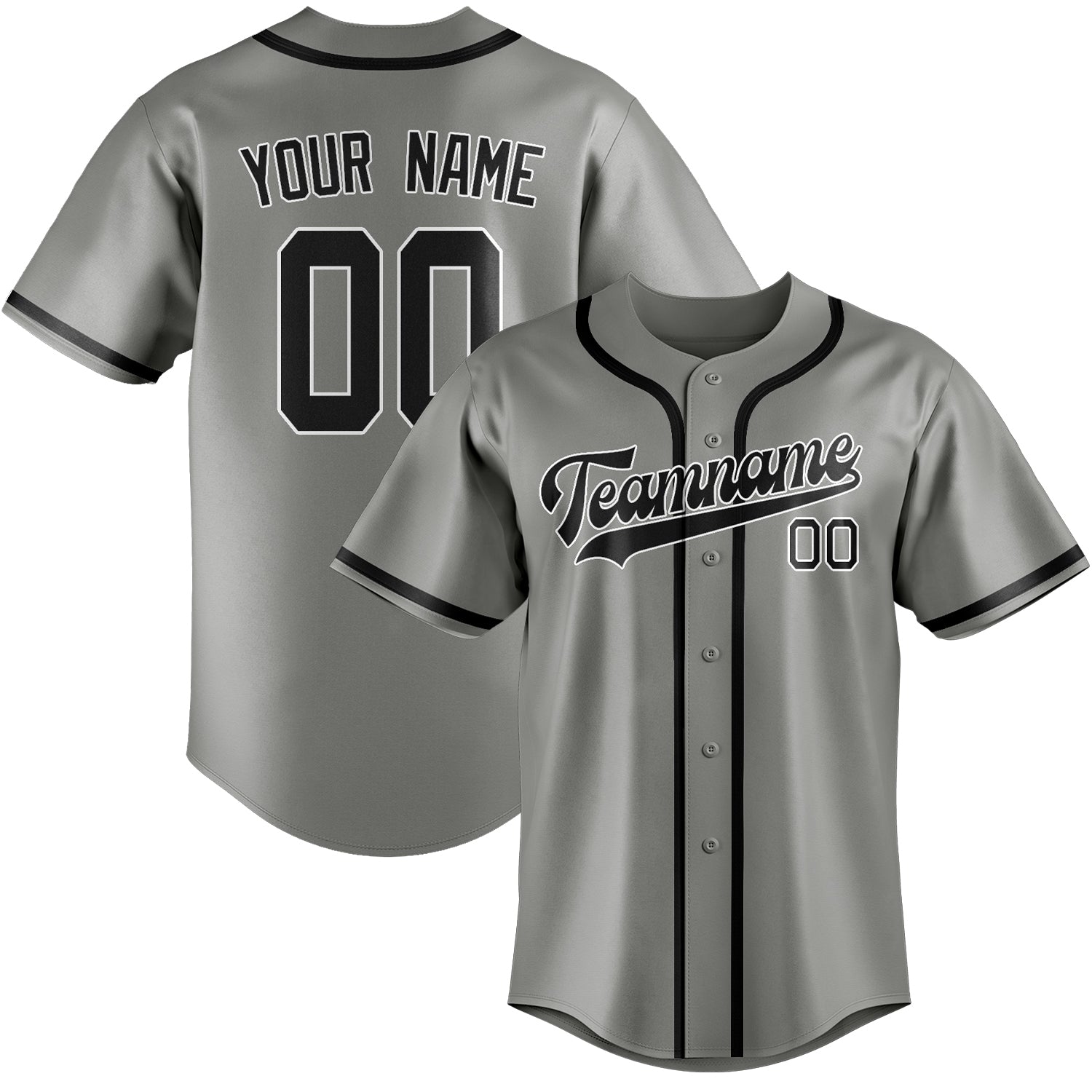 Maillot de baseball personnalisé gris et noir