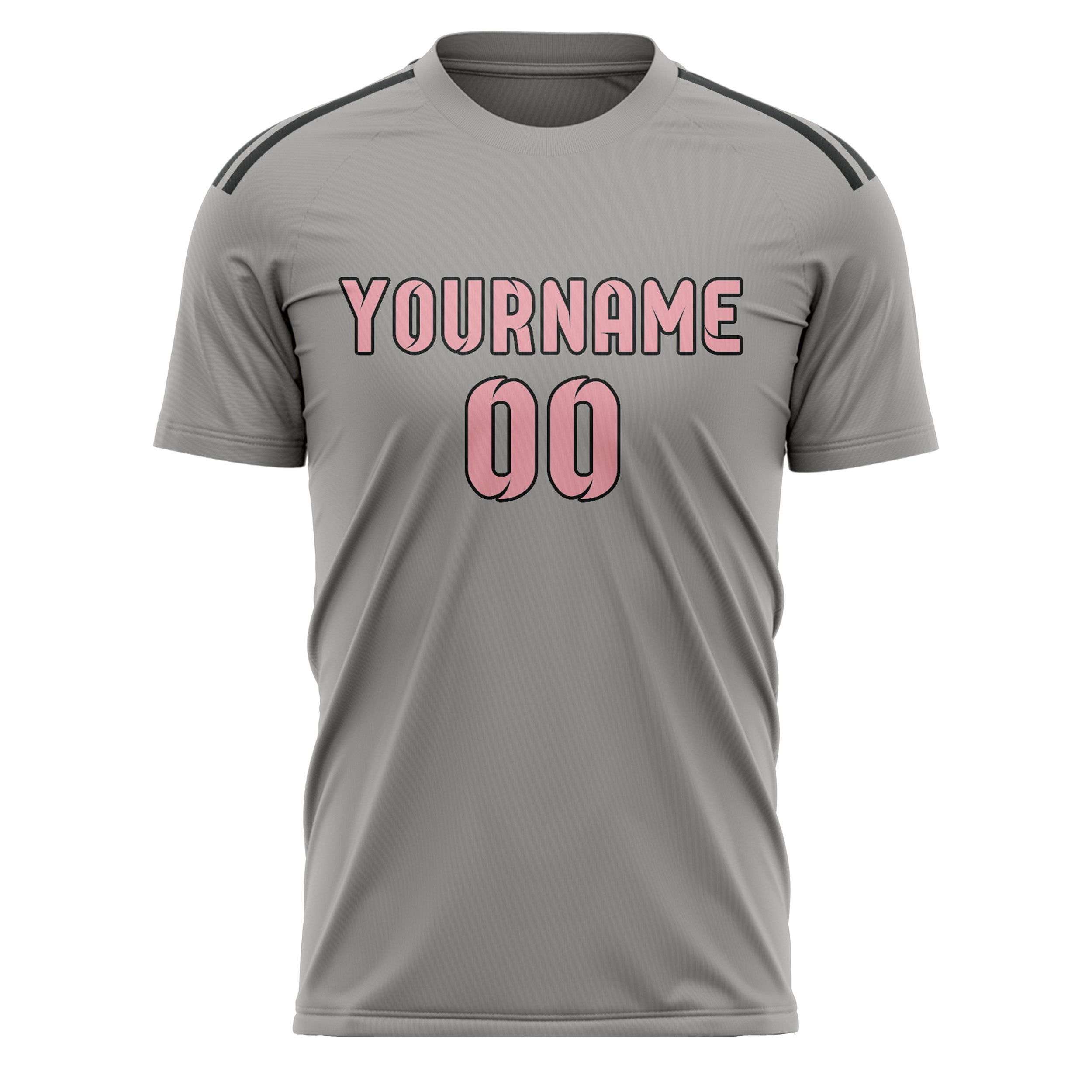 Maillot de football personnalisé gris et rose clair