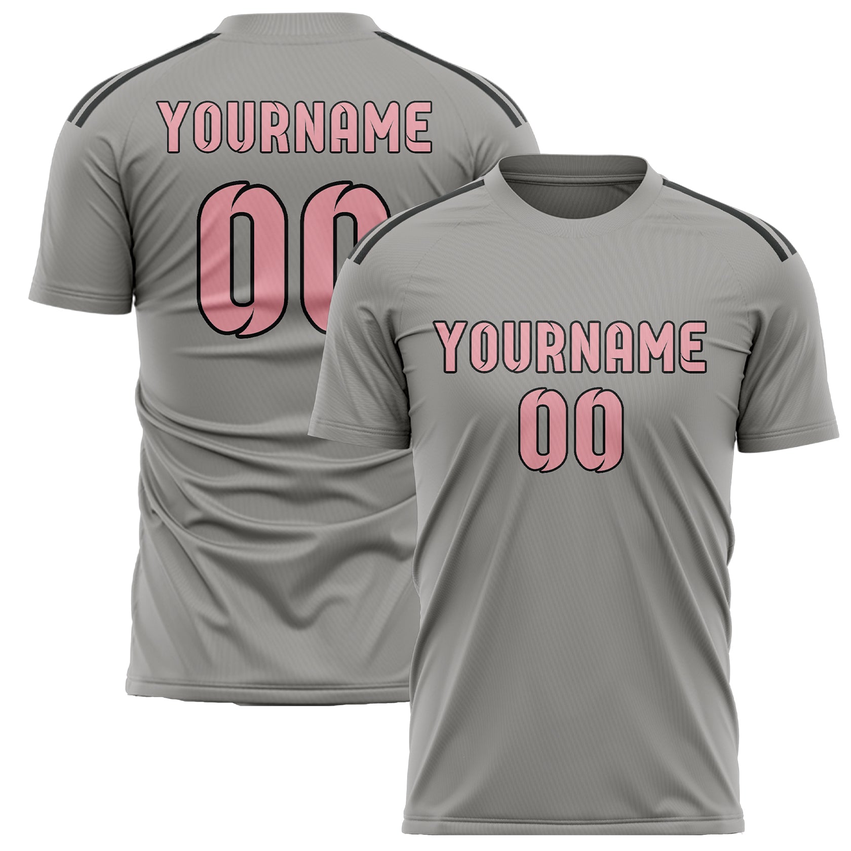 Maillot de football personnalisé gris et rose clair