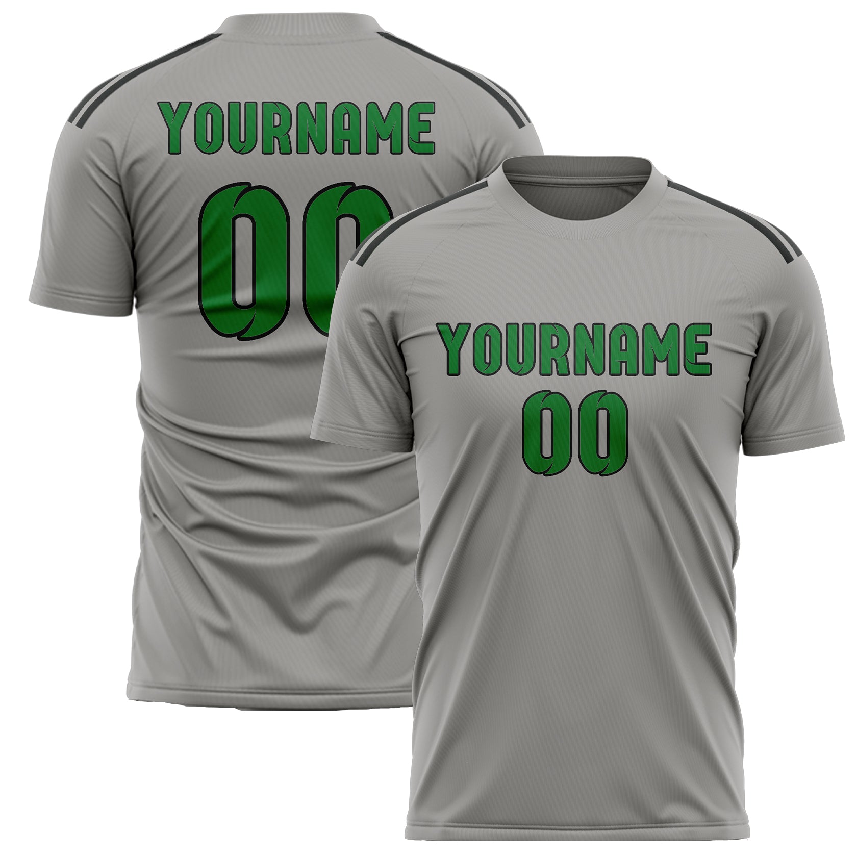 Maillot de football personnalisé gris et vert émeraude