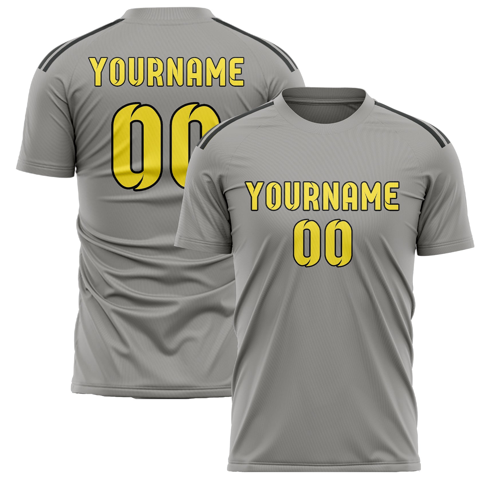 Maillot de football personnalisé gris clair et jaune clair