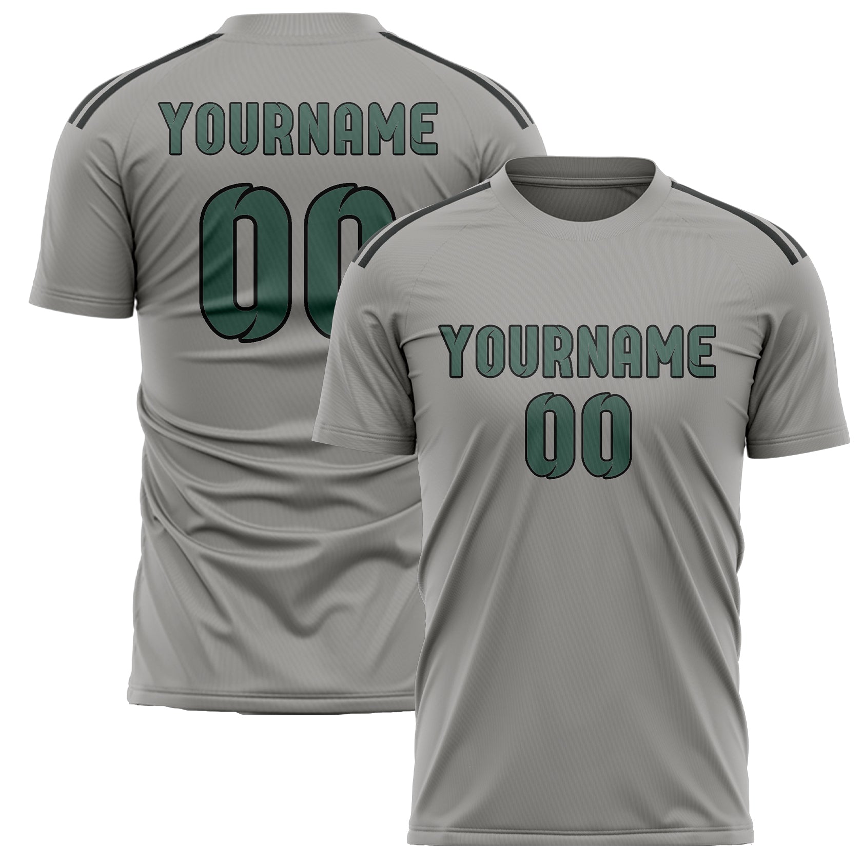 Maillot de football personnalisé gris, bleu et vert