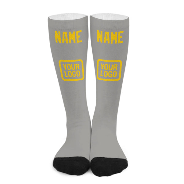 Chaussettes hautes personnalisées gris et or