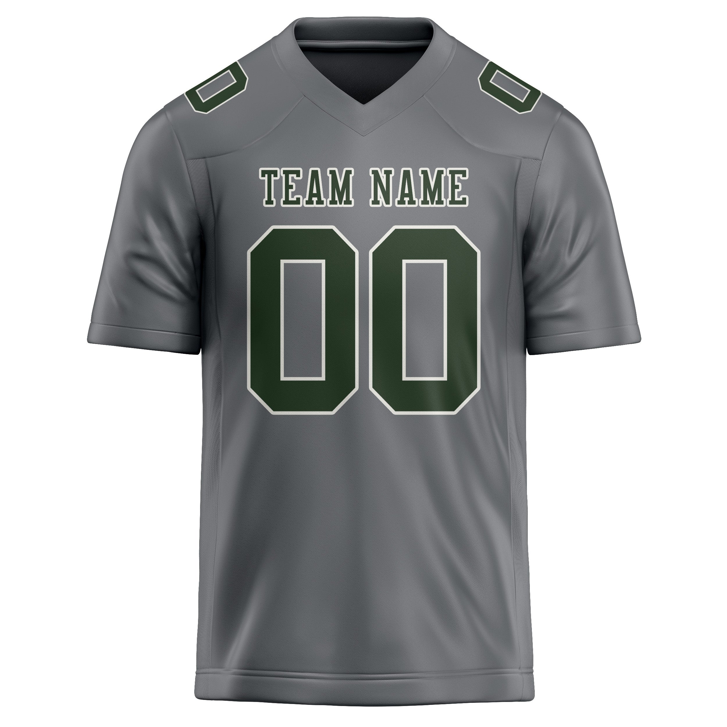 Maillot de football personnalisé gris et vert foncé