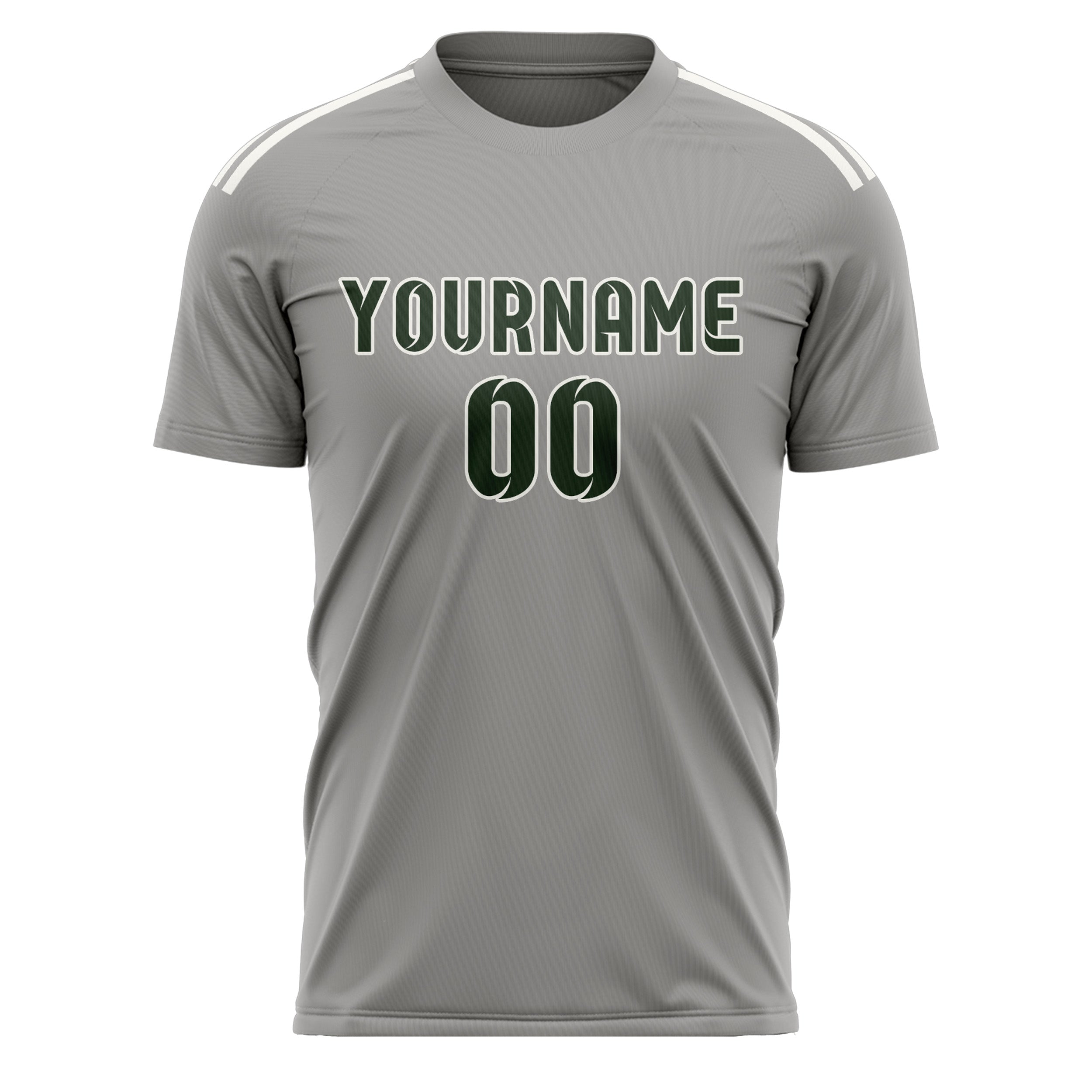 Maillot de football personnalisé gris et vert foncé