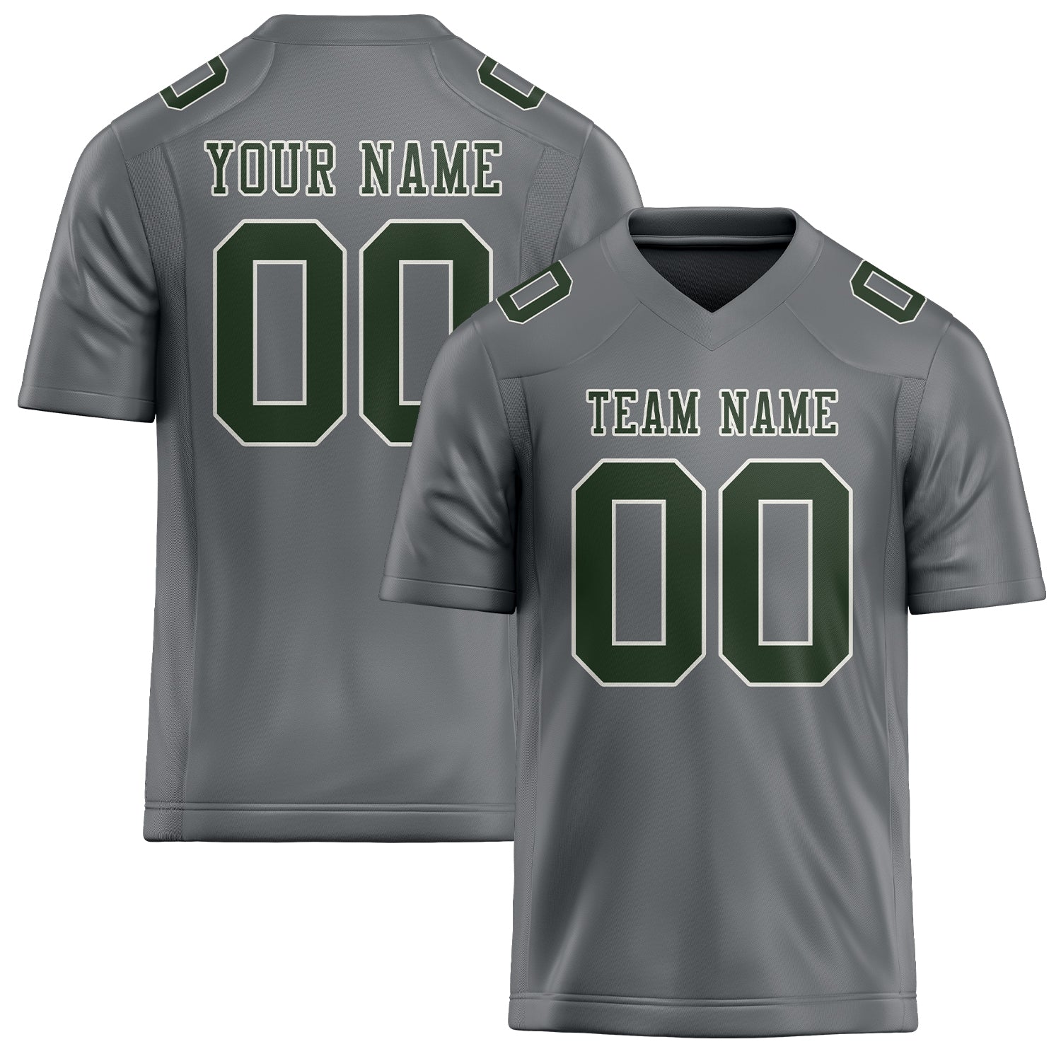 Maillot de football personnalisé gris et vert foncé