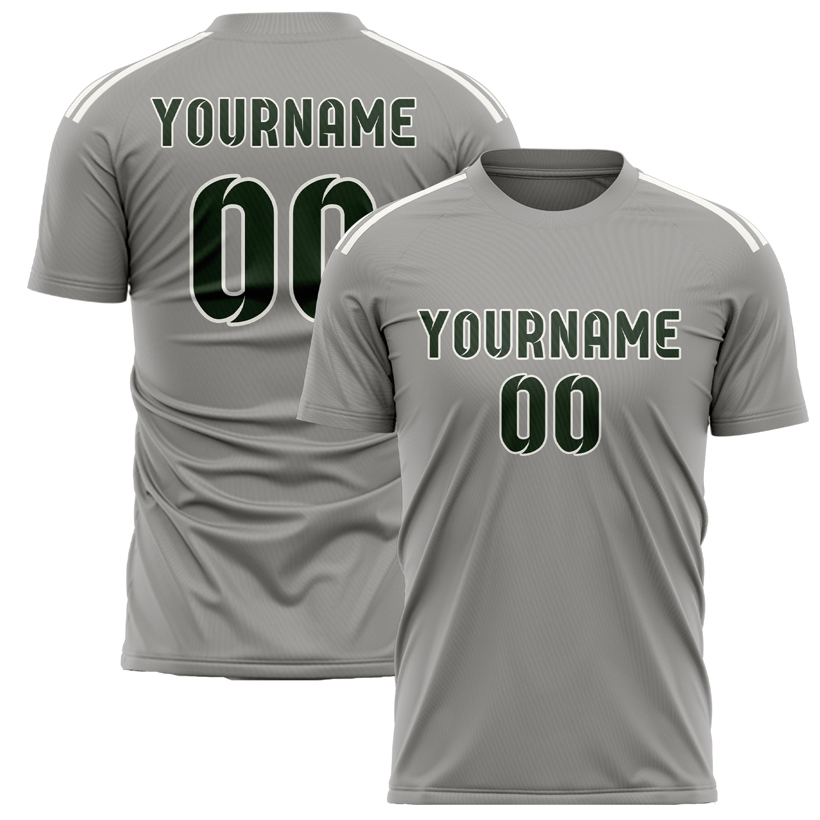 Maillot de football personnalisé gris et vert foncé