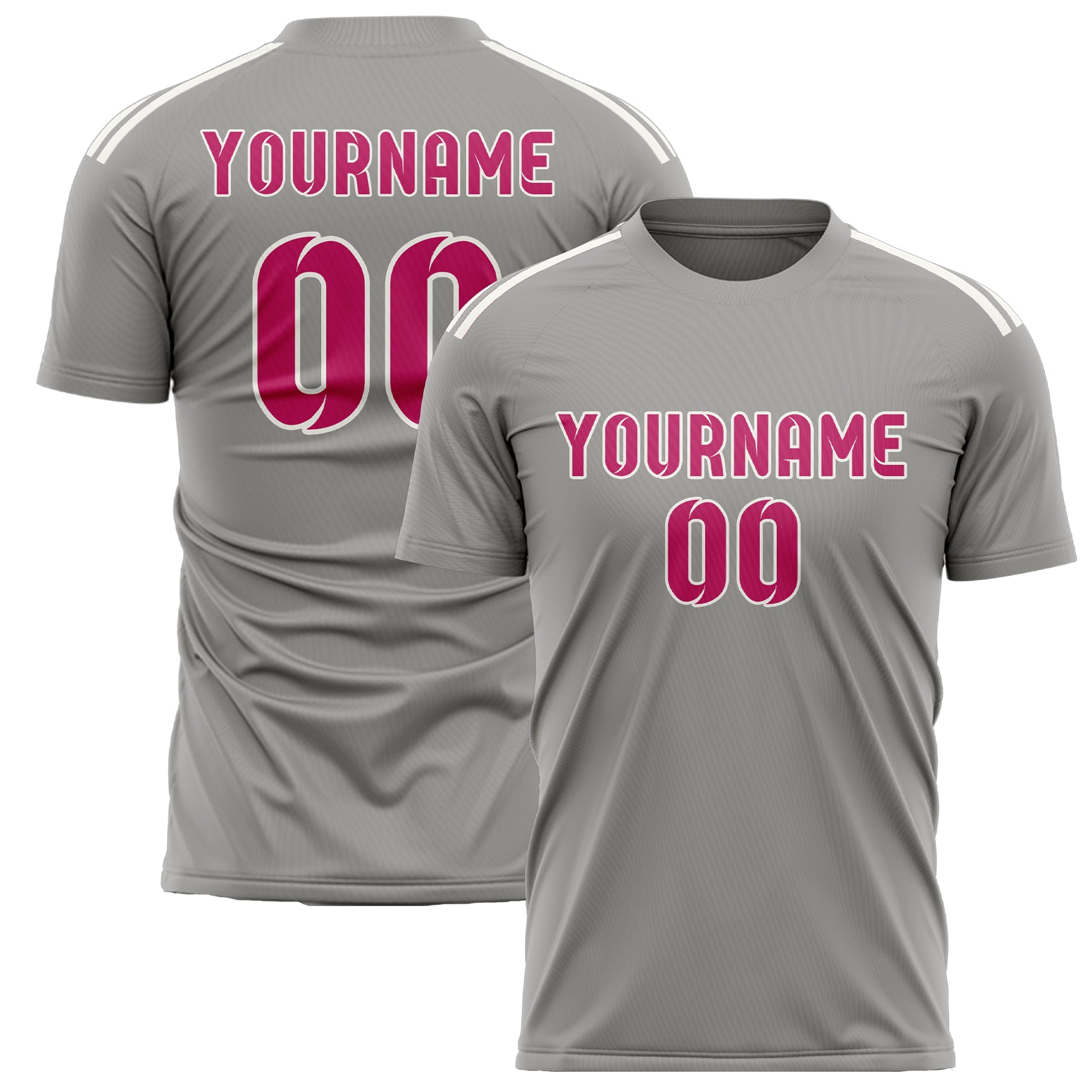 Maillot de football personnalisé gris et rose