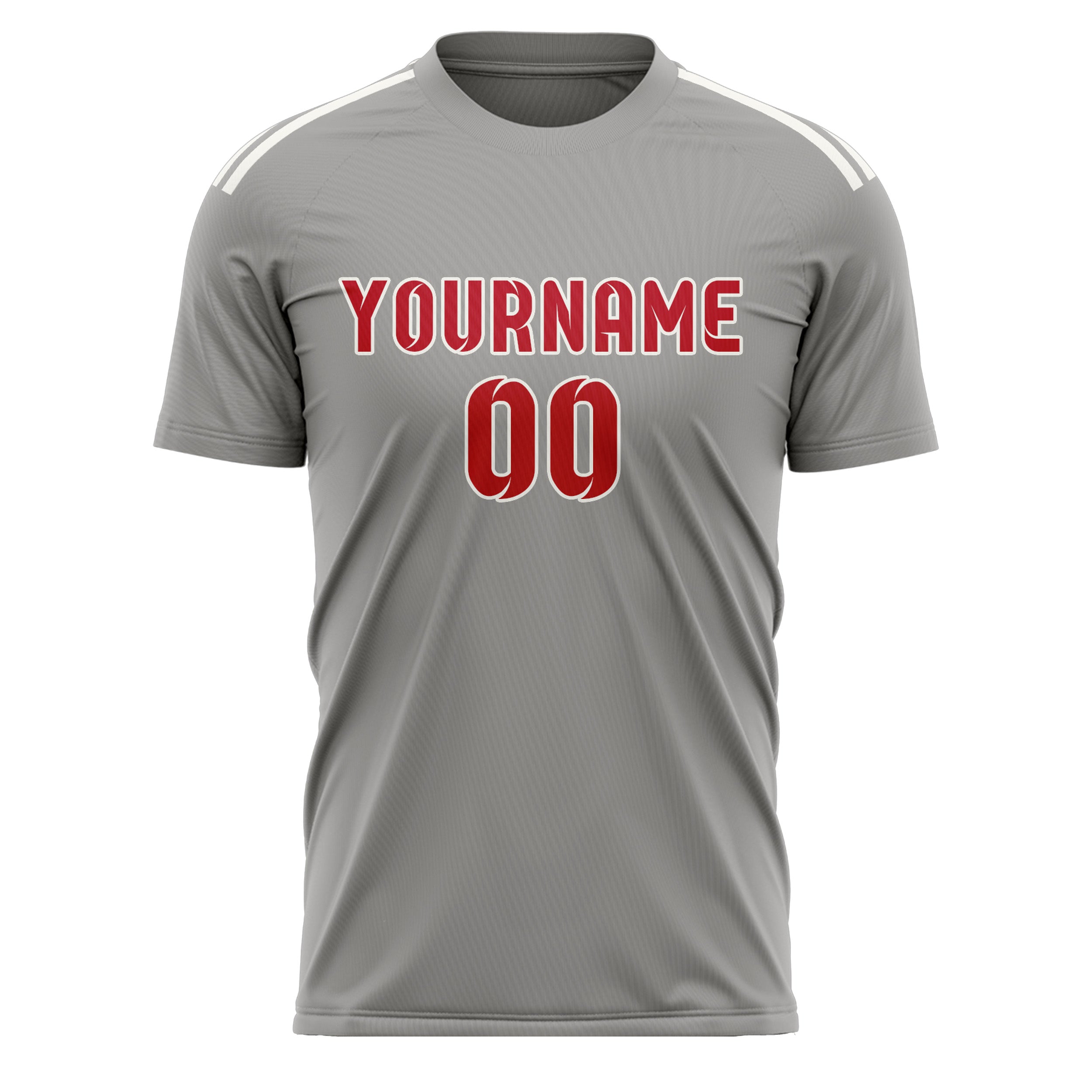 Maillot de football personnalisé gris et rouge