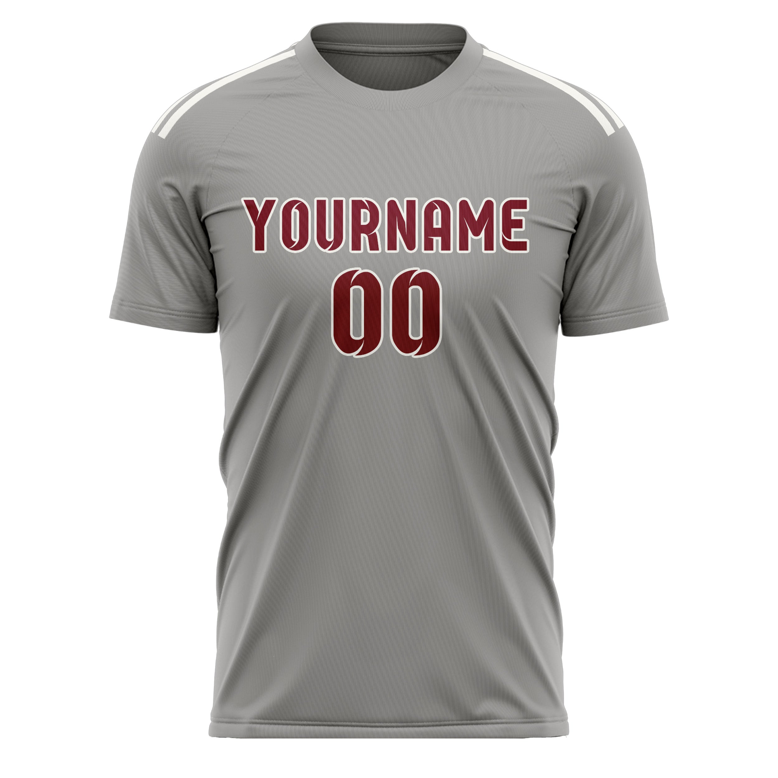 Maillot de football personnalisé gris cramoisi rouge