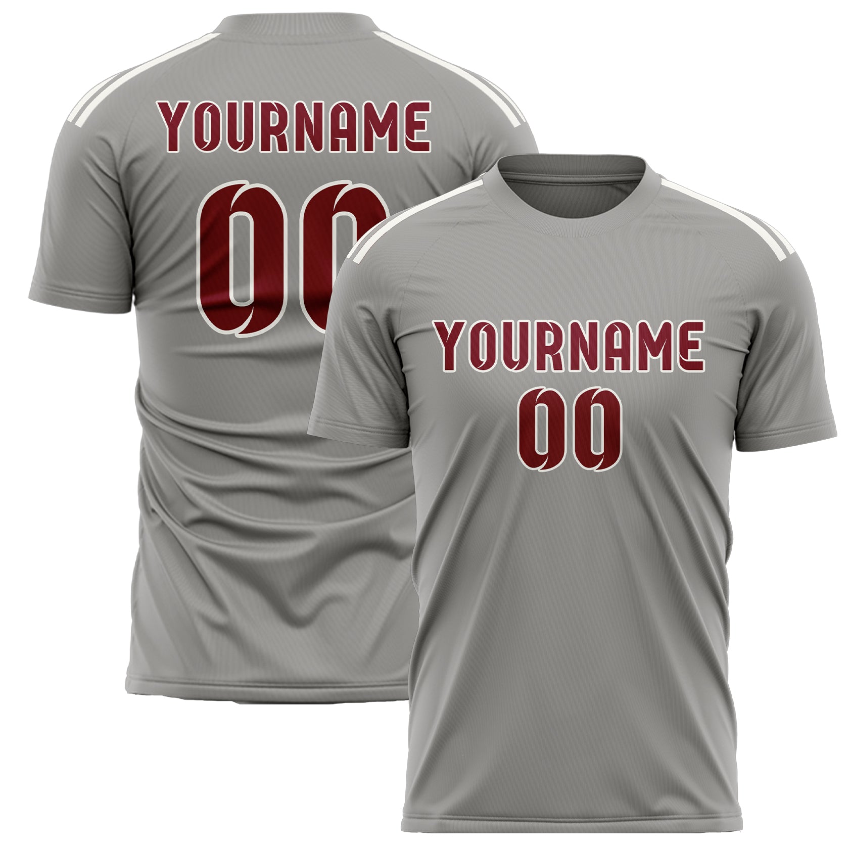 Maillot de football personnalisé gris cramoisi rouge