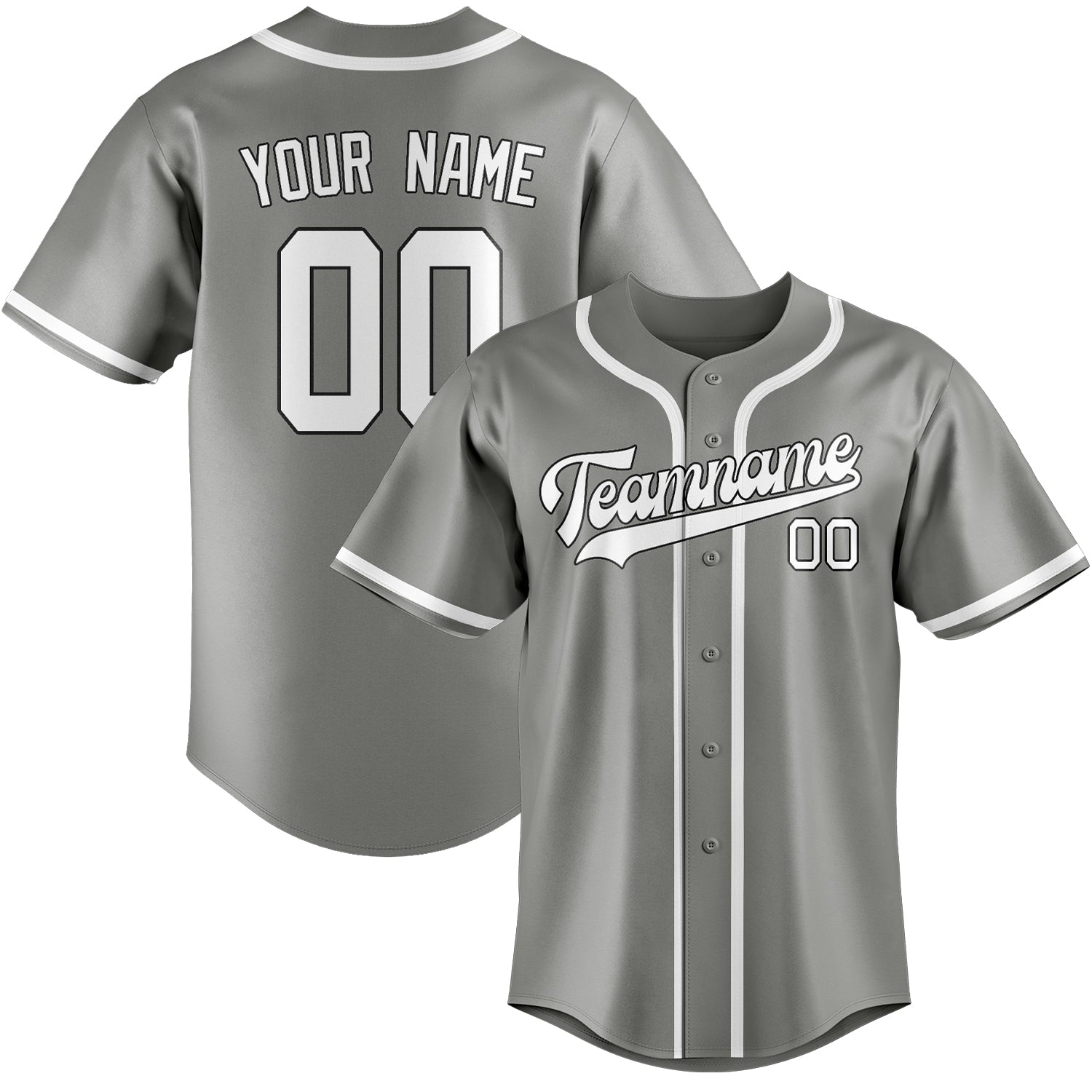 Maillot de baseball gris et blanc personnalisé