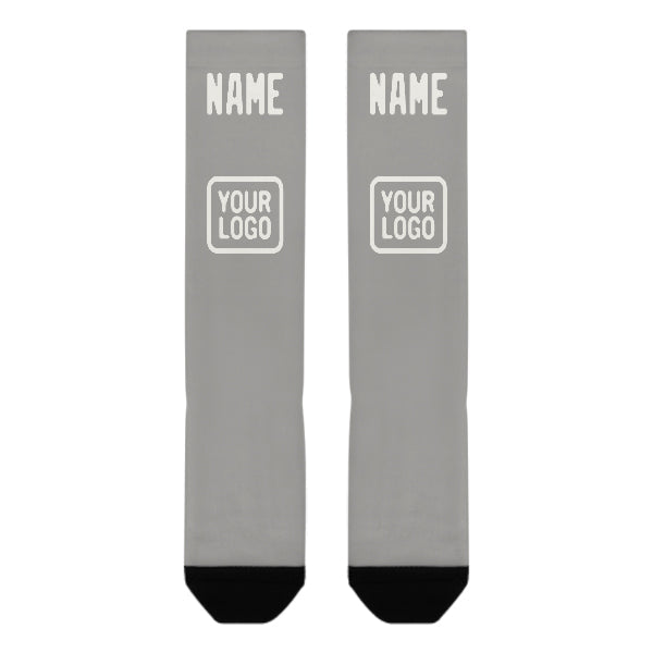 Chaussettes hautes grises et blanches personnalisées