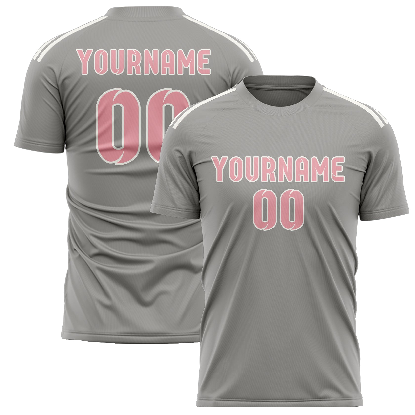 Maillot de football personnalisé gris et rose clair