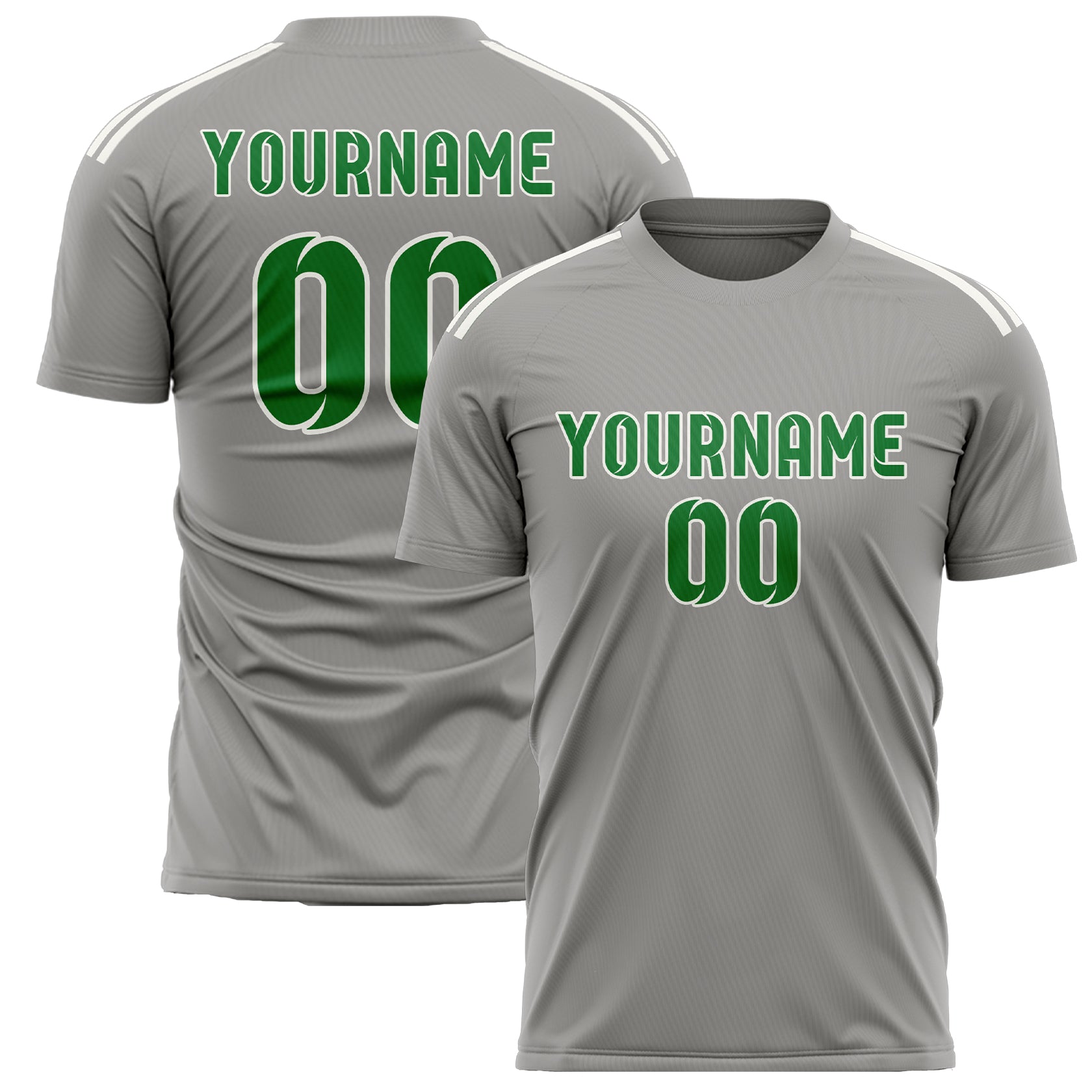 Maillot de football personnalisé gris et vert émeraude