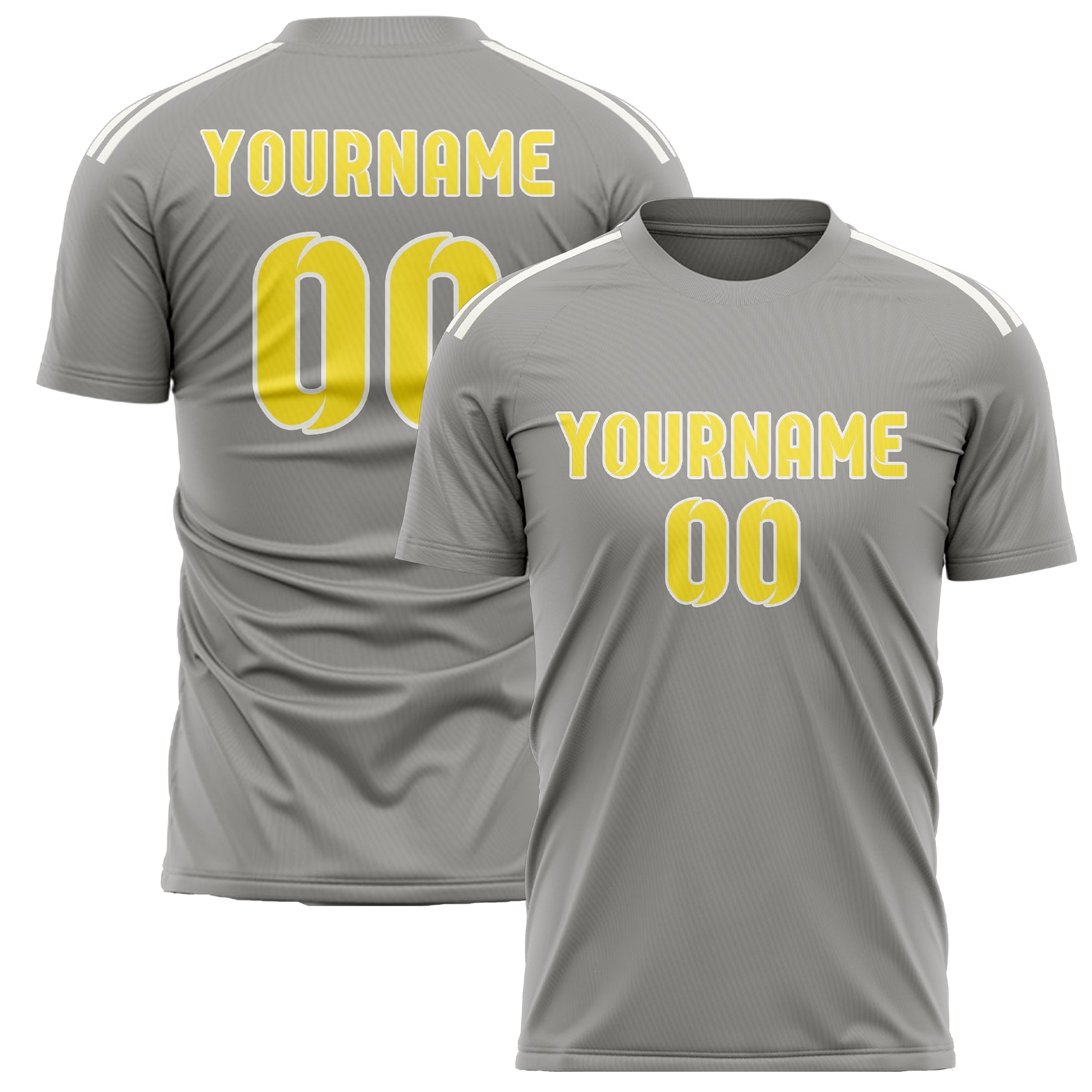 Maillot de football personnalisé gris clair et jaune clair