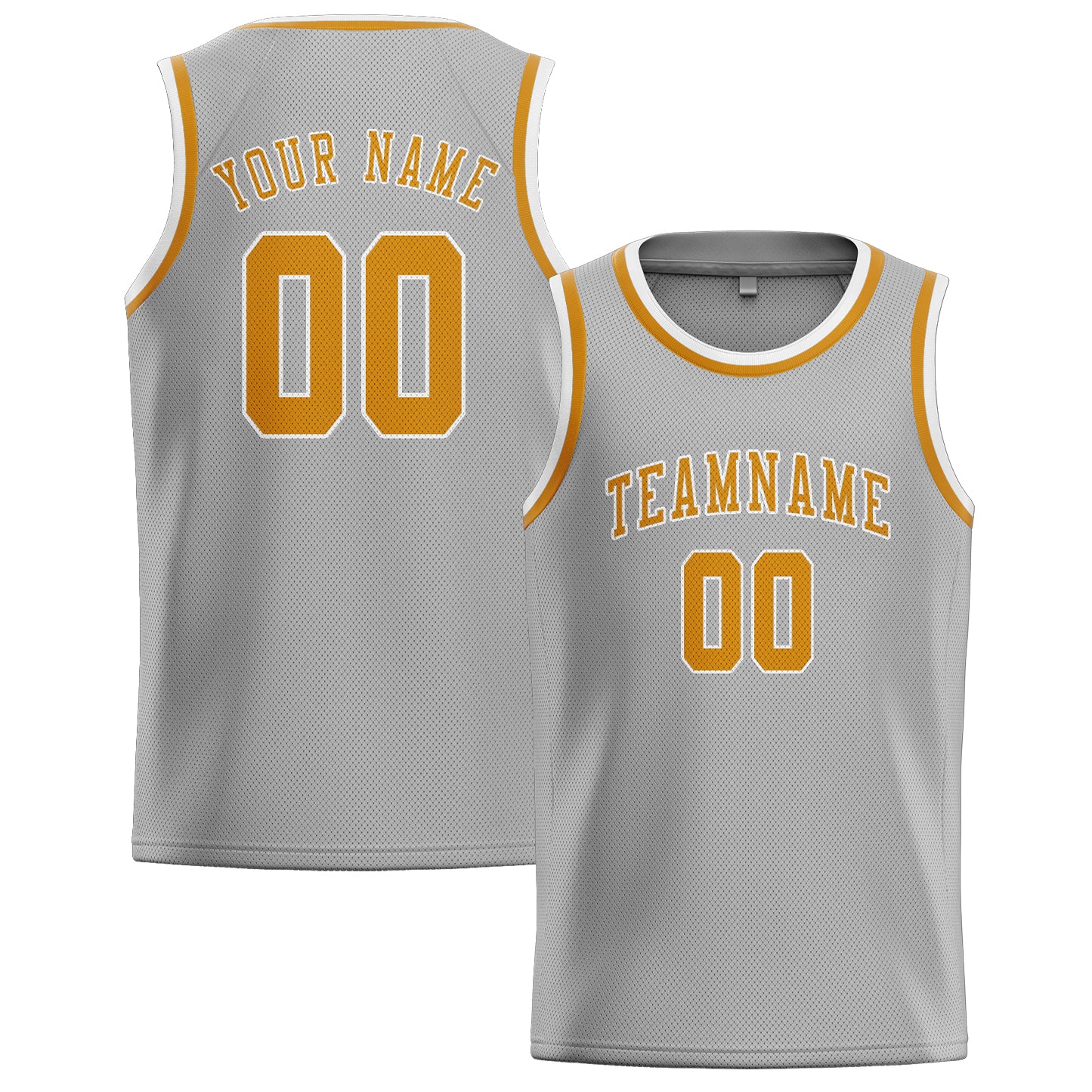 Maillot de basketball personnalisé gris et jaune