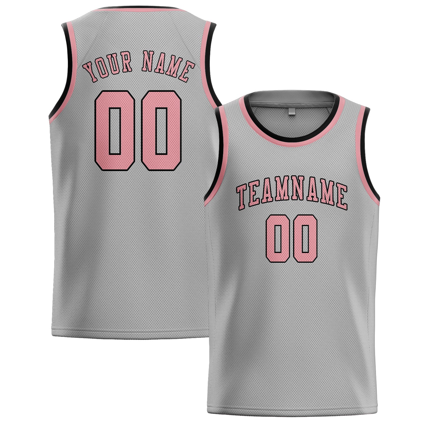 Maillot de basketball personnalisé gris et rose clair